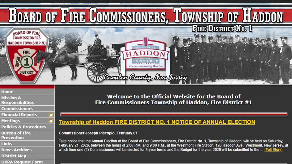 Haddon Township Board of Fire Commissioners, Fire District #1 